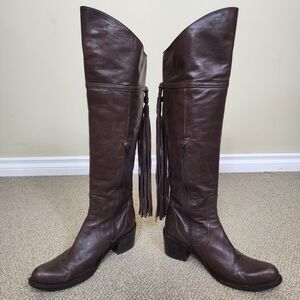 Equestrian Style Over the Knee Boots by Pura Lopez Sz 7.5 Spanish Leather Brown